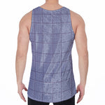 Blue Prince of Wales Check Print Men's Velvet Tank Top