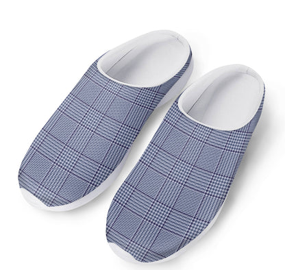 Blue Prince of Wales Check Print Mesh Casual Shoes