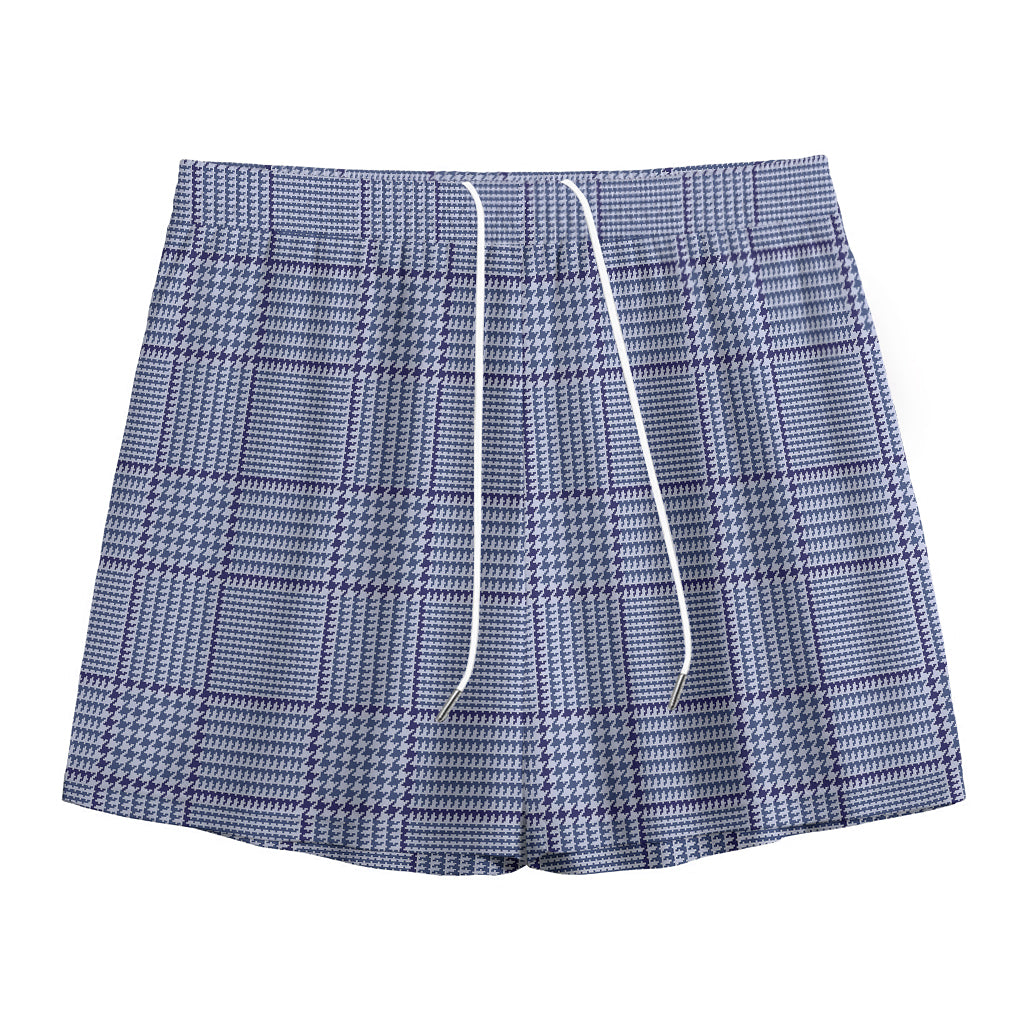 Blue Prince of Wales Check Print Mesh Shorts