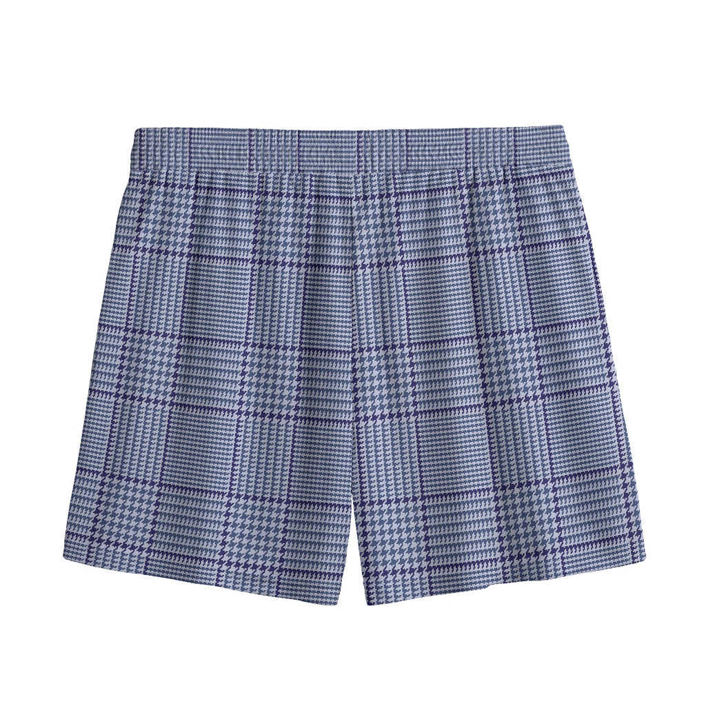 Blue Prince of Wales Check Print Mesh Shorts