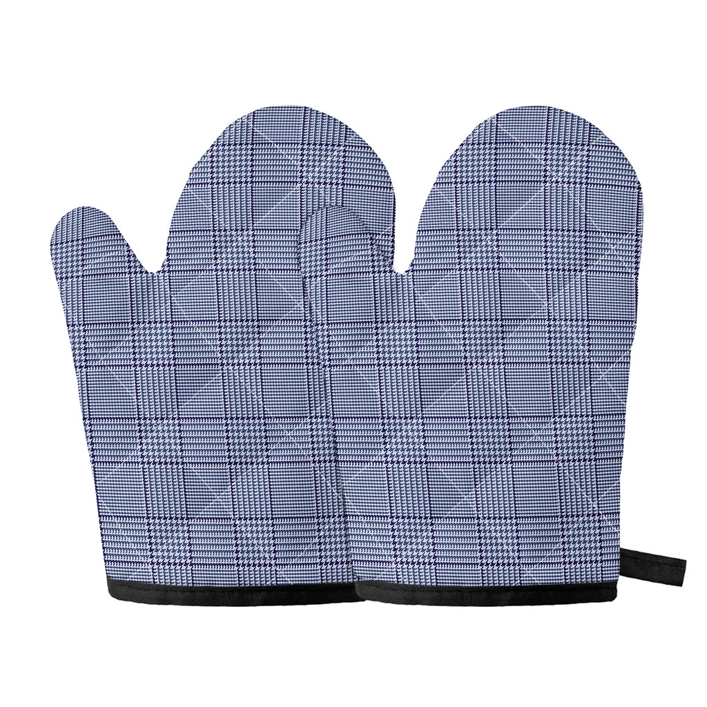 Blue Prince of Wales Check Print Oven Mitts