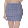 Blue Prince of Wales Check Print Pencil Mini Skirt