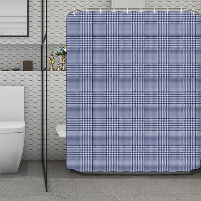 Blue Prince of Wales Check Print Polyester Shower Curtain