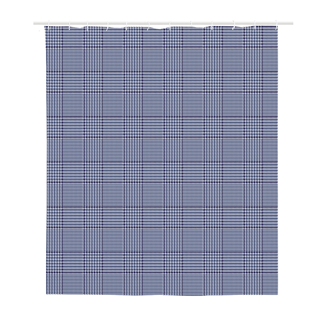Blue Prince of Wales Check Print Polyester Shower Curtain