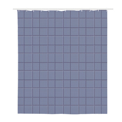 Blue Prince of Wales Check Print Polyester Shower Curtain