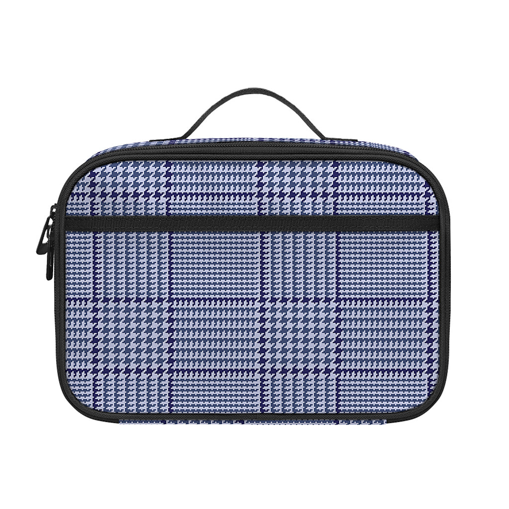 Blue Prince of Wales Check Print Portable Lunch Bag