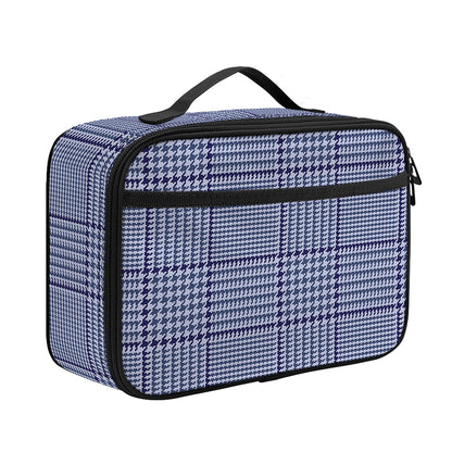 Blue Prince of Wales Check Print Portable Lunch Bag