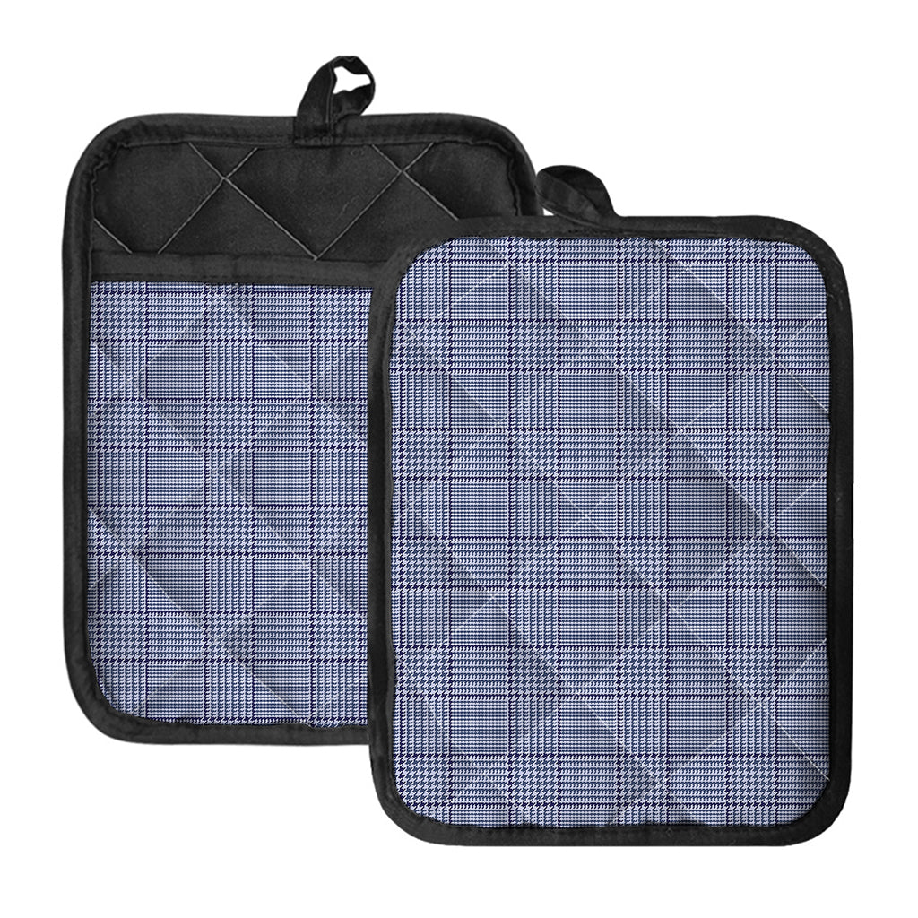 Blue Prince of Wales Check Print Pot Holders With Pocket