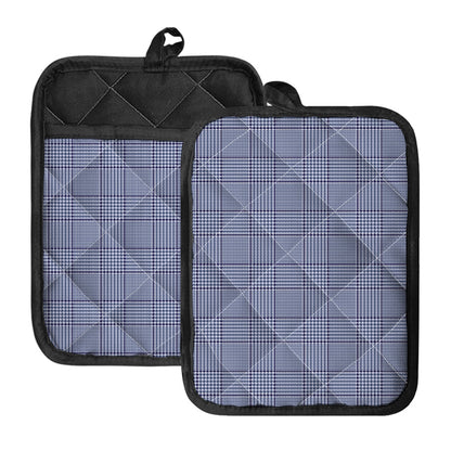 Blue Prince of Wales Check Print Pot Holders With Pocket