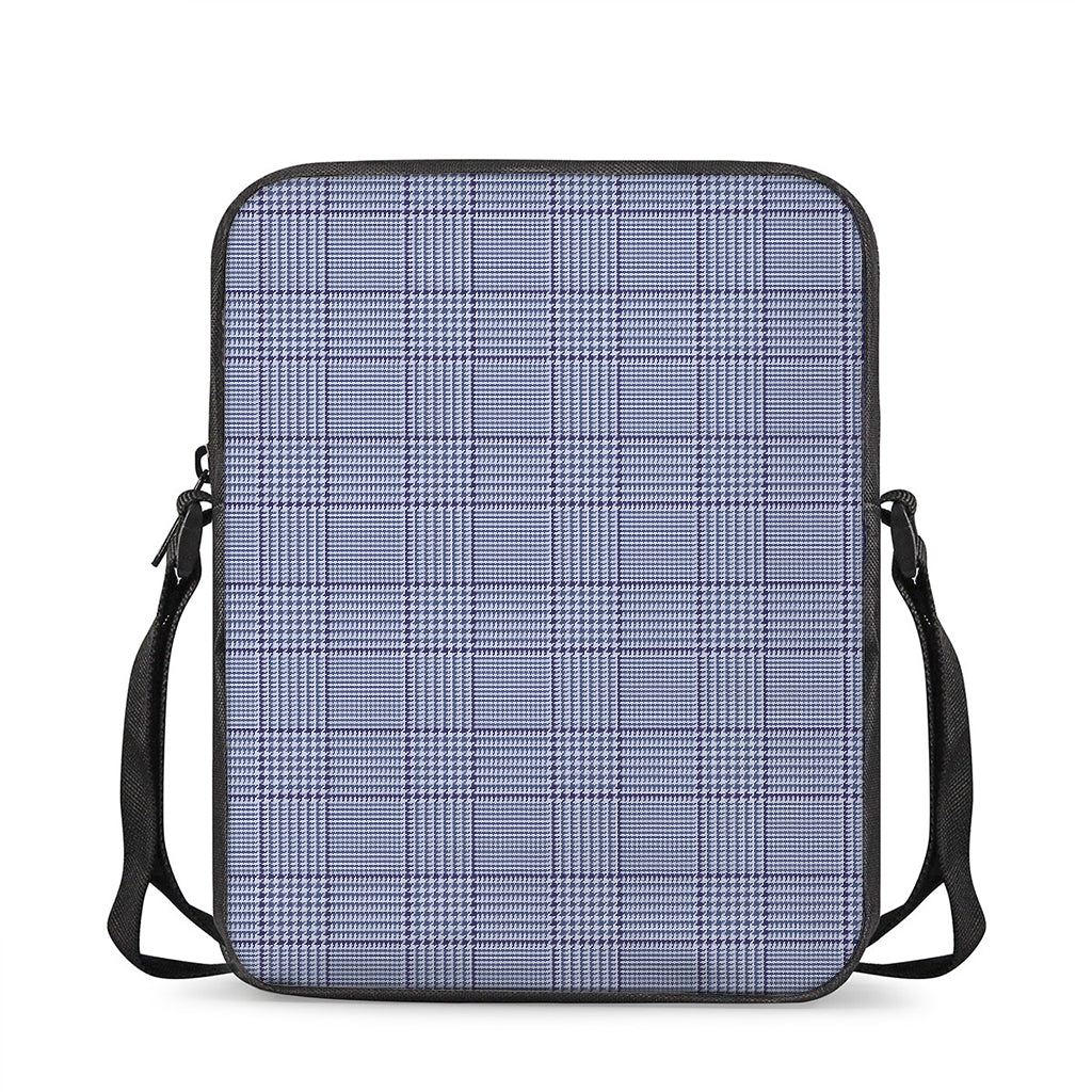 Blue Prince of Wales Check Print Rectangular Crossbody Bag