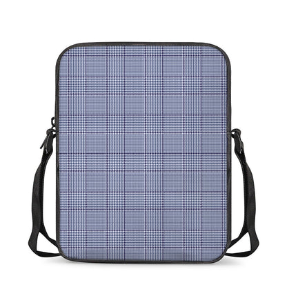 Blue Prince of Wales Check Print Rectangular Crossbody Bag