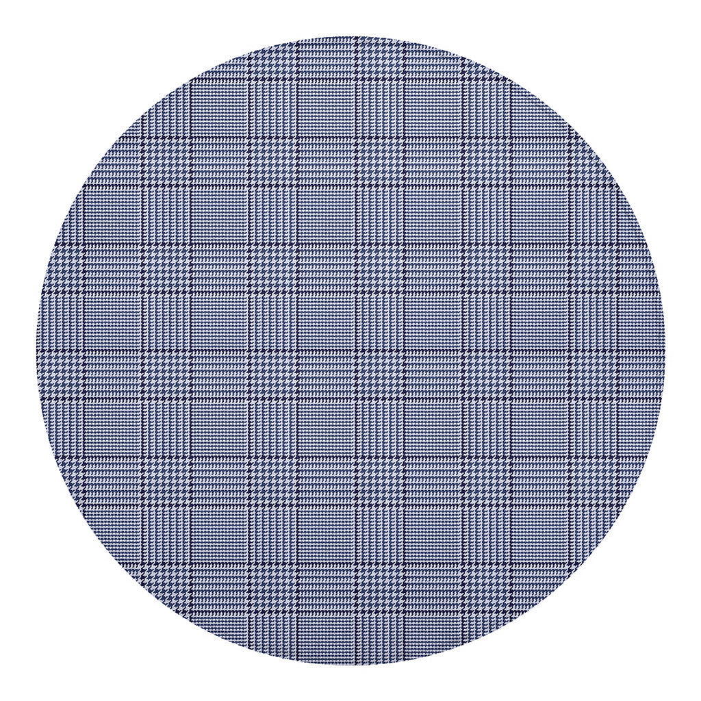 Blue Prince of Wales Check Print Round Blanket