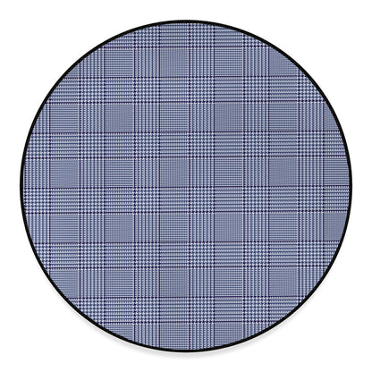 Blue Prince of Wales Check Print Round Floor Mat