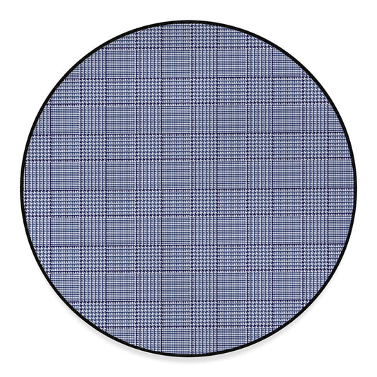 Blue Prince of Wales Check Print Round Floor Mat