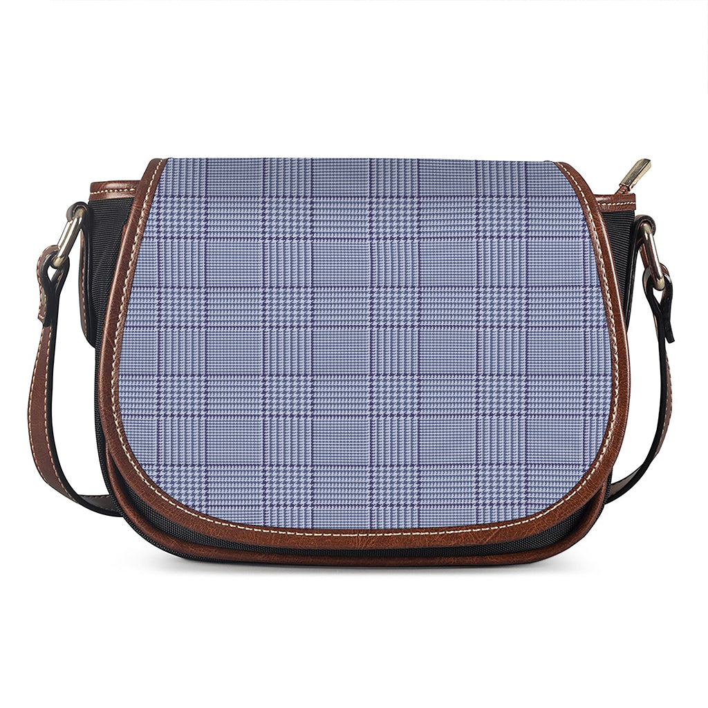 Blue Prince of Wales Check Print Saddle Bag