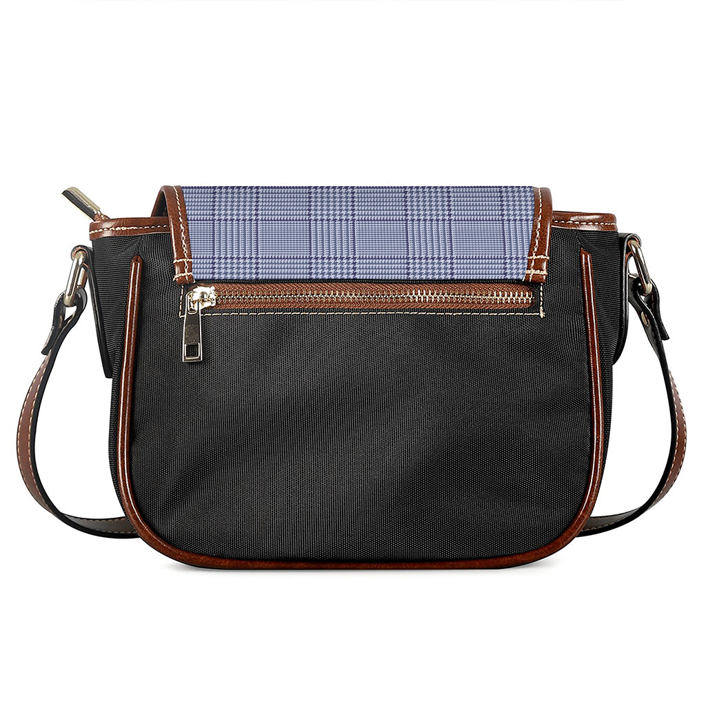 Blue Prince of Wales Check Print Saddle Bag