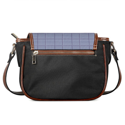 Blue Prince of Wales Check Print Saddle Bag