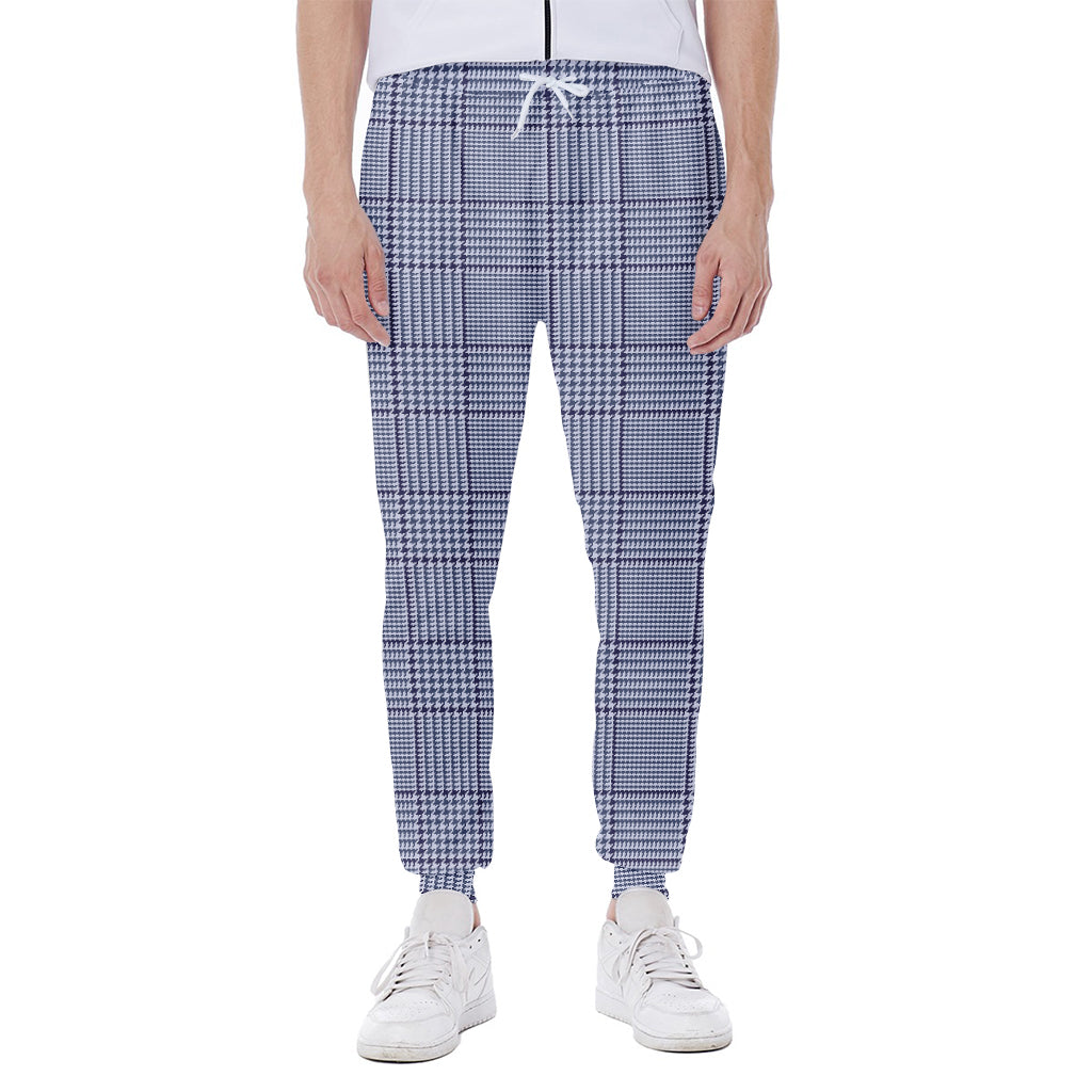 Blue Prince of Wales Check Print Scuba Joggers