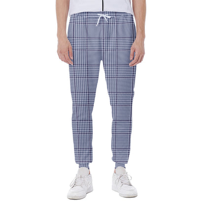 Blue Prince of Wales Check Print Scuba Joggers