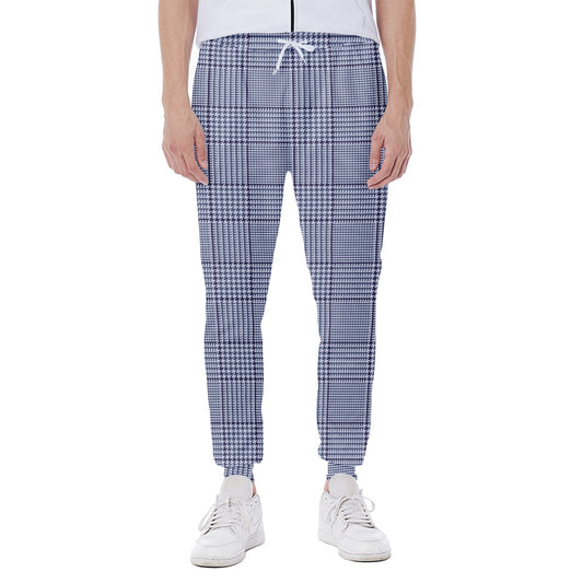 Blue Prince of Wales Check Print Scuba Joggers