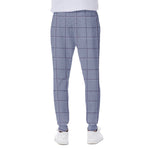 Blue Prince of Wales Check Print Scuba Joggers