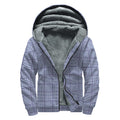 Blue Prince of Wales Check Print Sherpa Lined Zip Up Hoodie