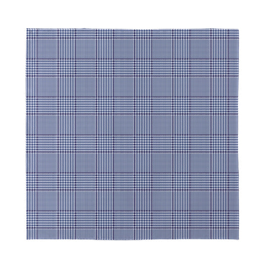 Blue Prince of Wales Check Print Silk Bandana