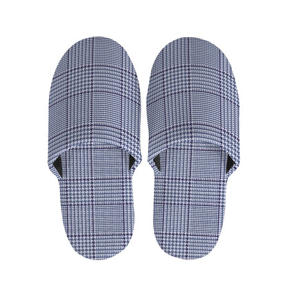 Blue Prince of Wales Check Print Slippers