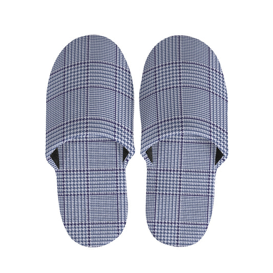 Blue Prince of Wales Check Print Slippers
