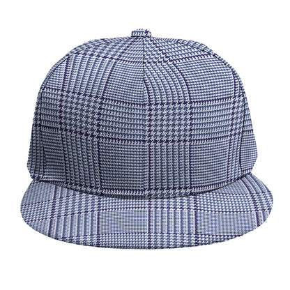 Blue Prince of Wales Check Print Snapback Cap