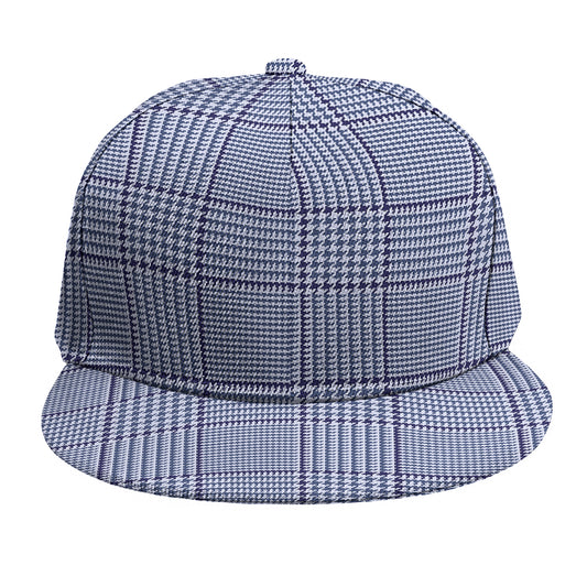 Blue Prince of Wales Check Print Snapback Cap