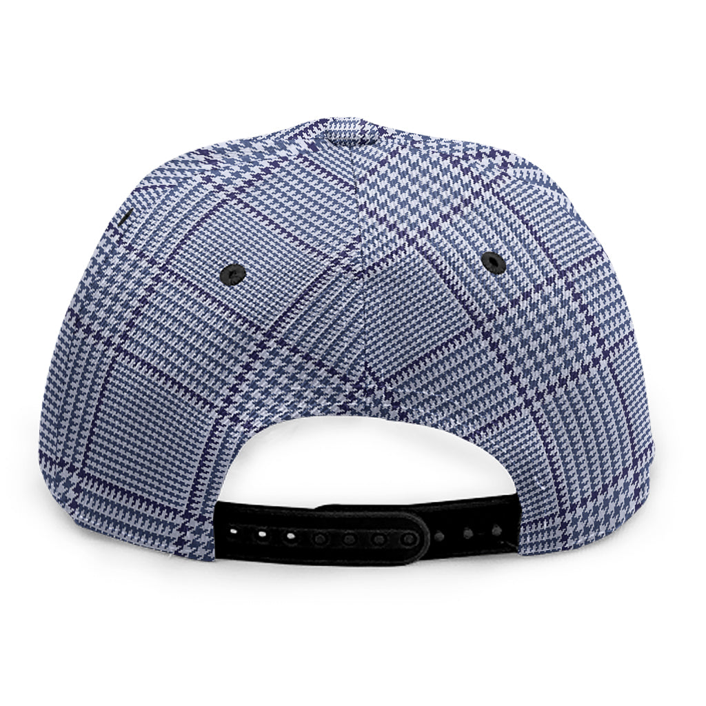 Blue Prince of Wales Check Print Snapback Cap