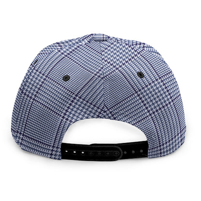Blue Prince of Wales Check Print Snapback Cap