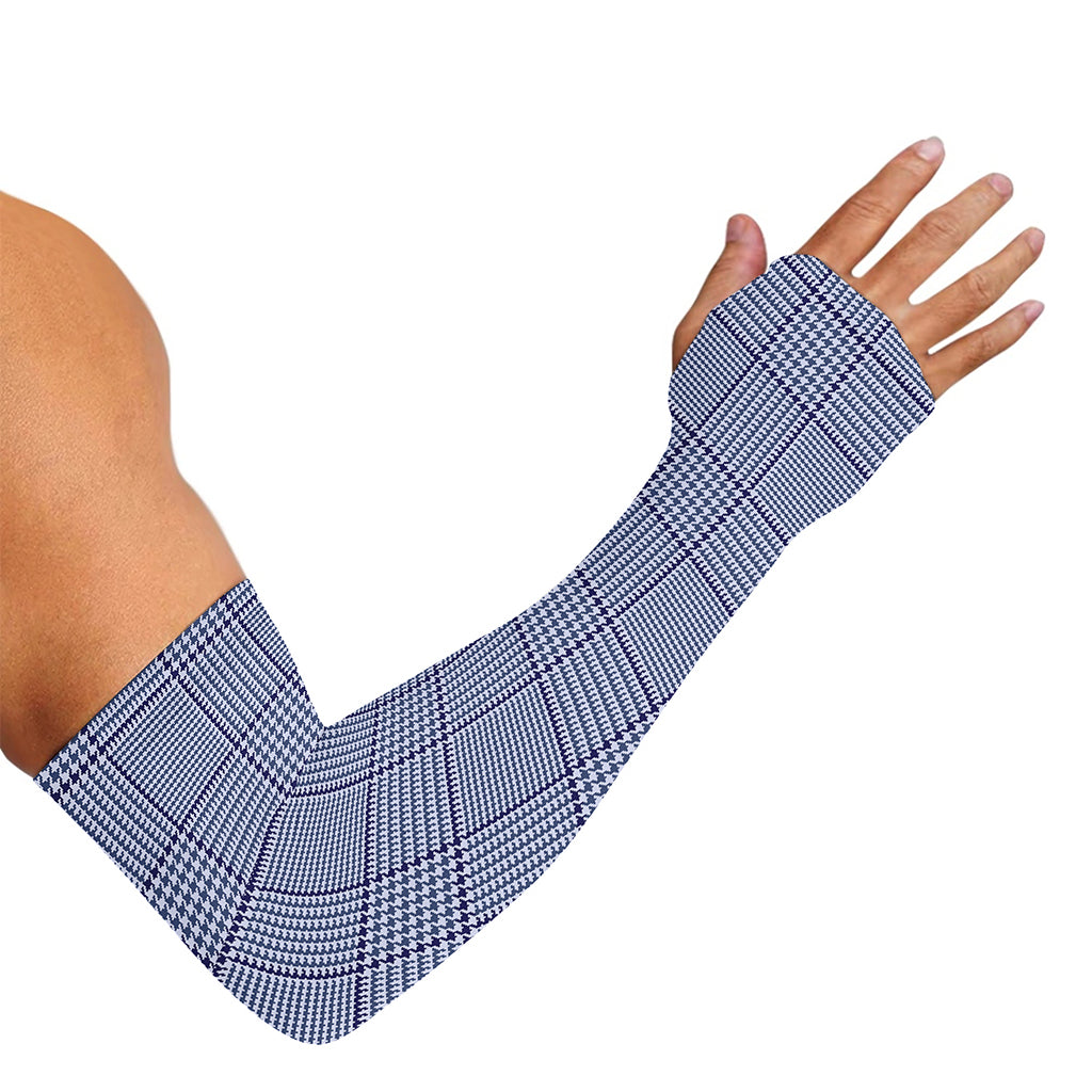 Blue Prince of Wales Check Print Sun Protection Arm Sleeves