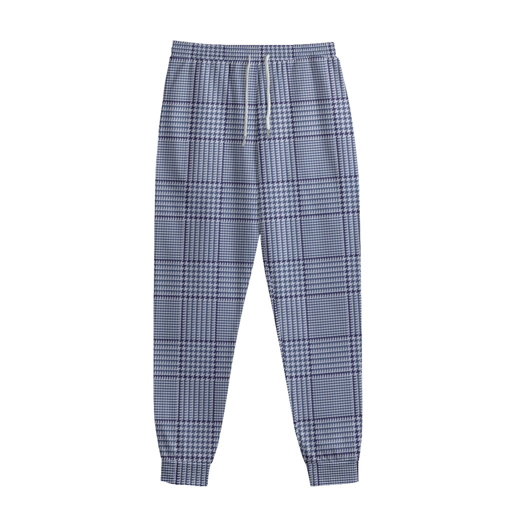Blue Prince of Wales Check Print Sweatpants
