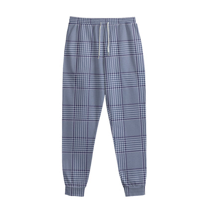 Blue Prince of Wales Check Print Sweatpants