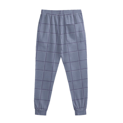 Blue Prince of Wales Check Print Sweatpants