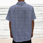 Blue Prince of Wales Check Print Textured Short Sleeve Shirt