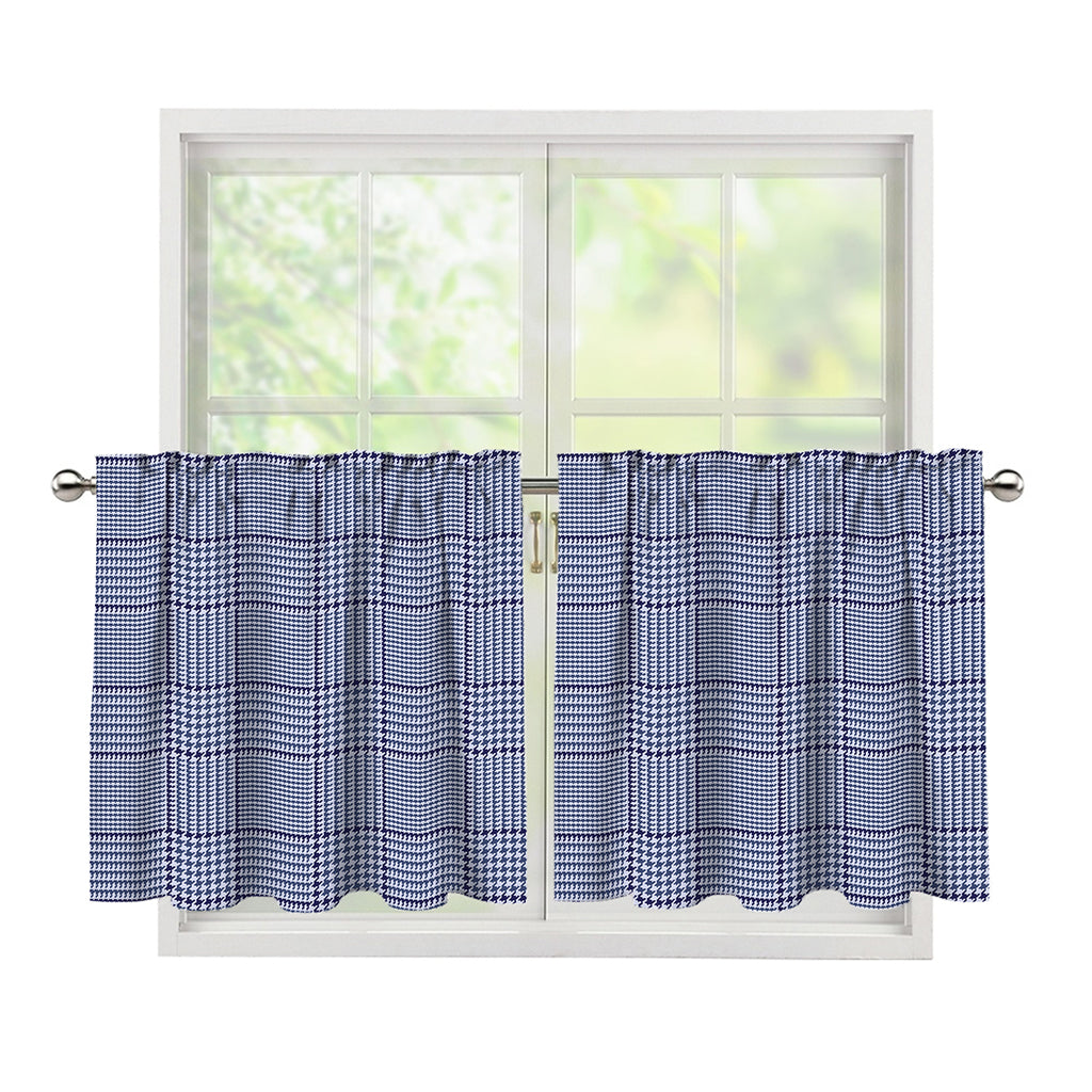 Blue Prince of Wales Check Print Tier Curtains
