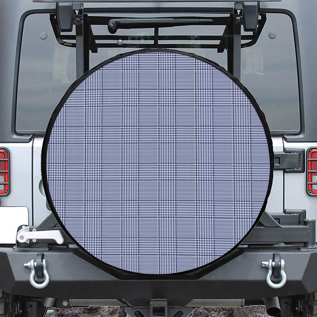 Blue Prince of Wales Check Print Tire Cover