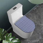 Blue Prince of Wales Check Print Toilet Lid Cover