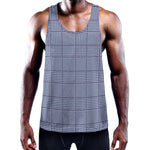 Blue Prince of Wales Check Print Training Tank Top