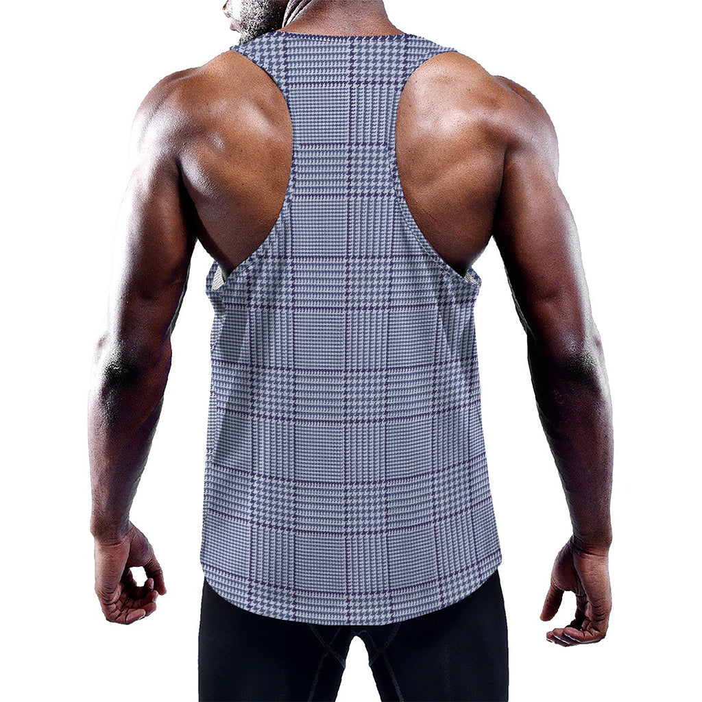 Blue Prince of Wales Check Print Training Tank Top