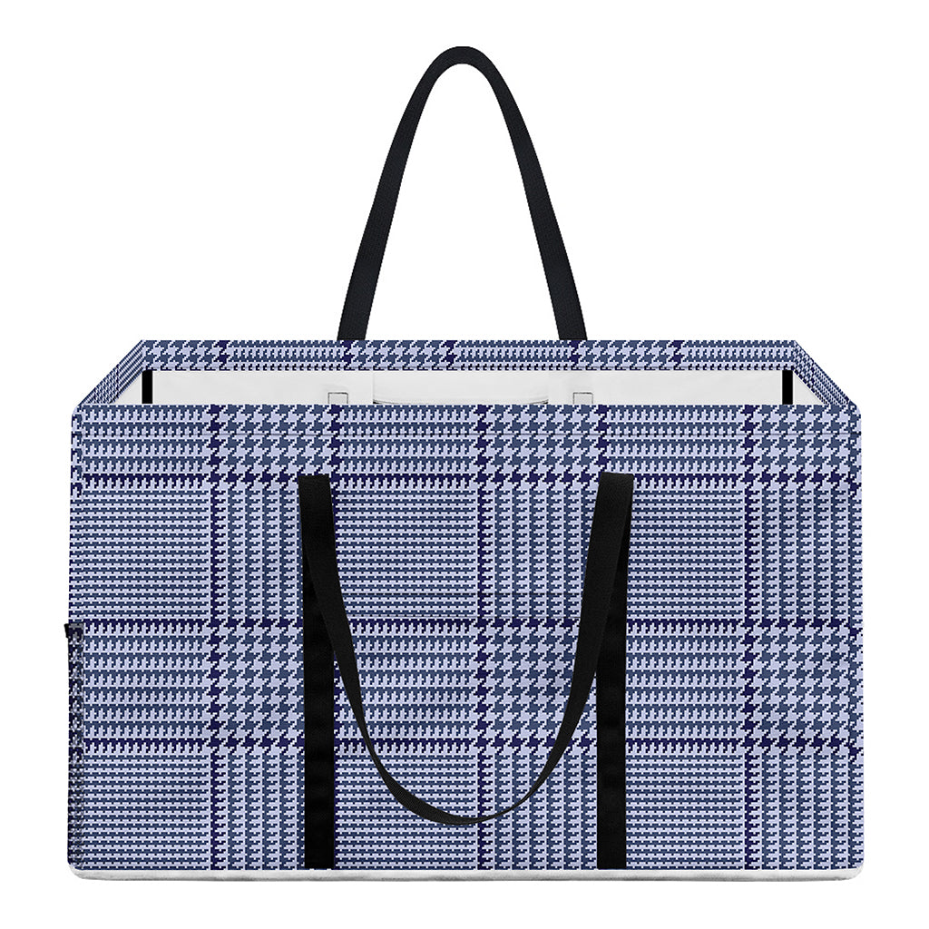 Blue Prince of Wales Check Print Utility Tote Bag