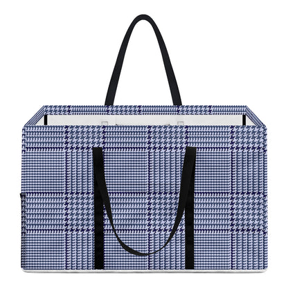 Blue Prince of Wales Check Print Utility Tote Bag
