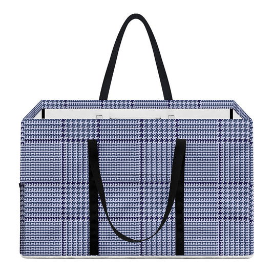Blue Prince of Wales Check Print Utility Tote Bag