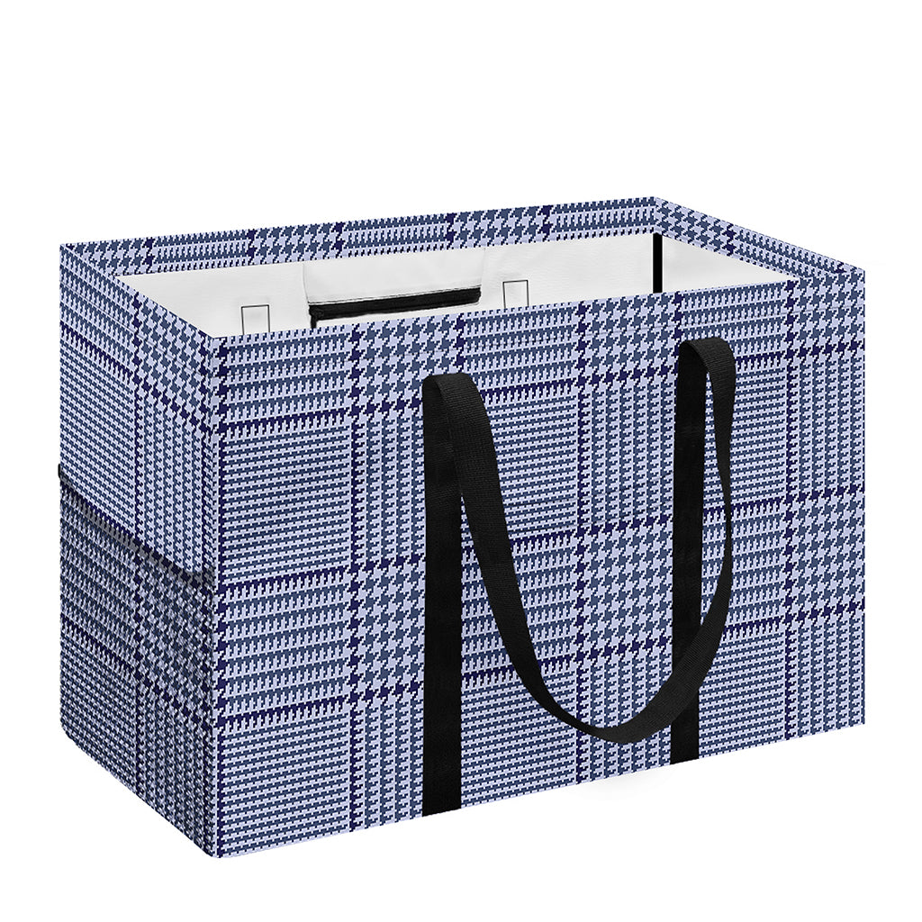 Blue Prince of Wales Check Print Utility Tote Bag