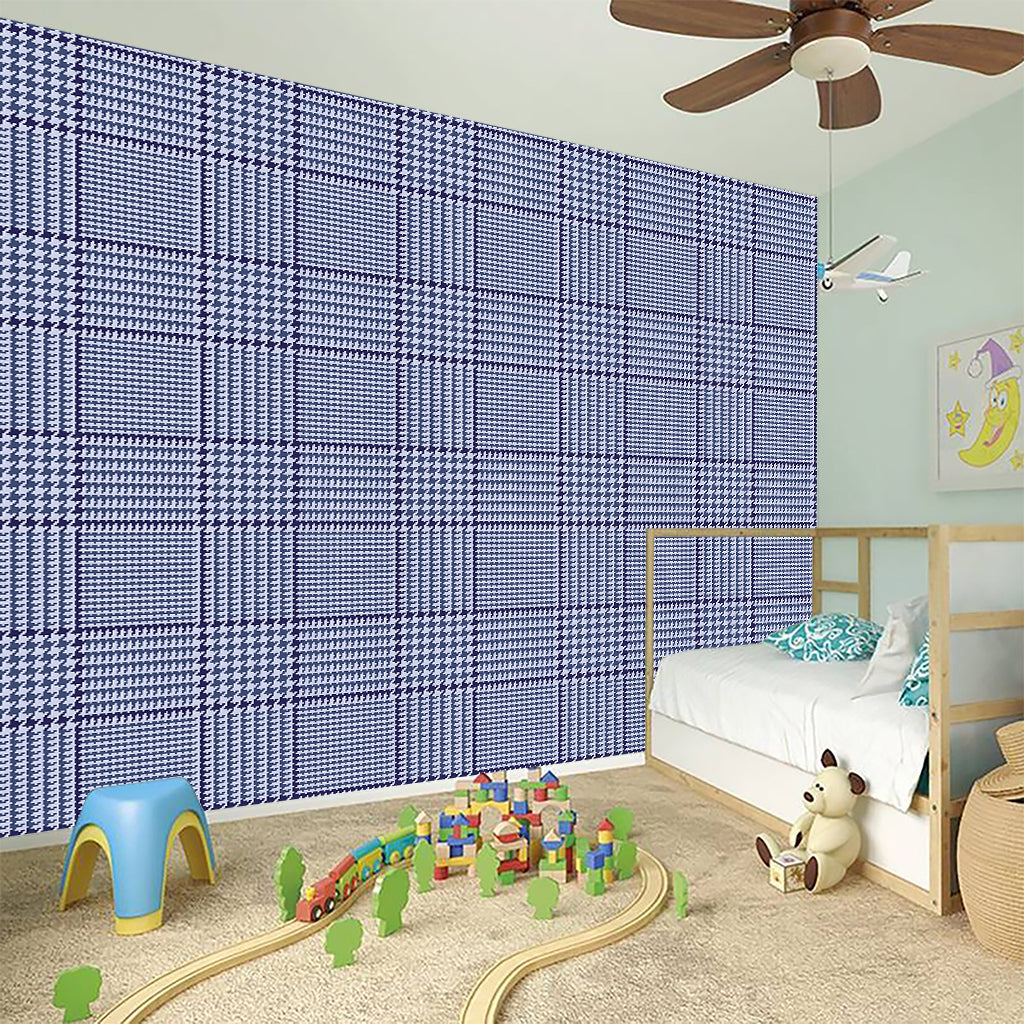 Blue Prince of Wales Check Print Wall Sticker