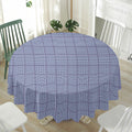 Blue Prince of Wales Check Print Waterproof Round Tablecloth