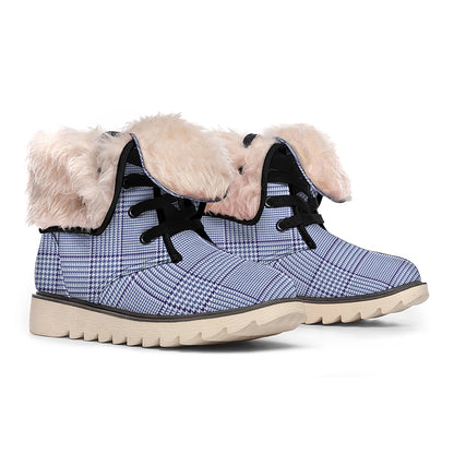 Blue Prince of Wales Check Print Winter Boots